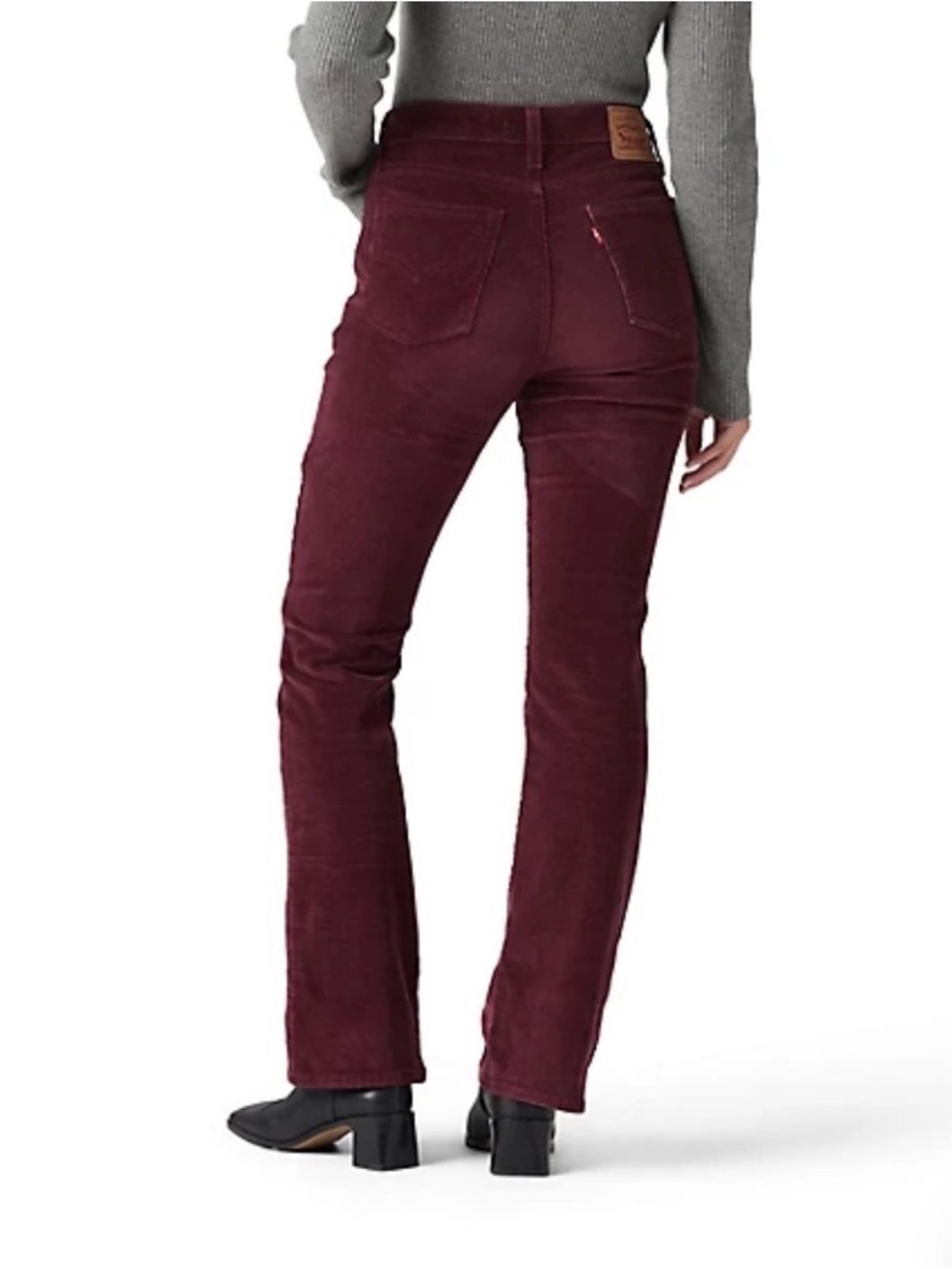 Levi's 725 High Rise Bootcut Corduroy Pants 26 Burgundy Plum 70s Boho Fall
